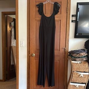 Black Jumpsuit with Ruffle Sleeves